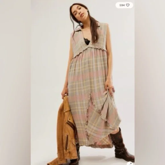 Free People Plaid Maxi Dress - Picture 3 of 8